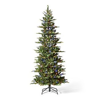 Glitzhome 7.5ft Pre-lit Fir Remote Artificial Christmas Tree With 350 Strawberry Lights, 9 Modes