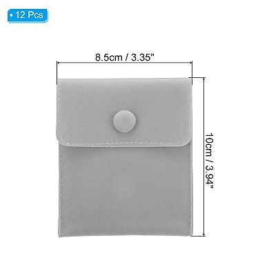 10x8.5cm Jewelry Pouches With Snap Button, 12 Pcs Soft Storage