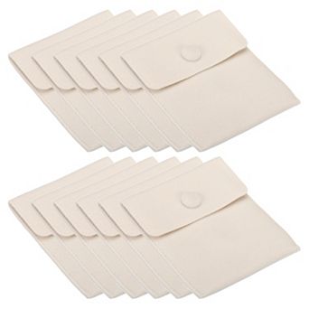 10x8.5cm Jewelry Pouches With Snap Button, 12 pc Soft Storage