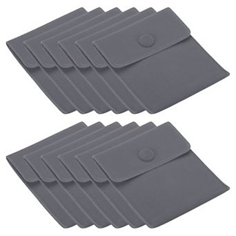 10x8.5cm Jewelry Pouches With Snap Button, 12 pc Soft Storage