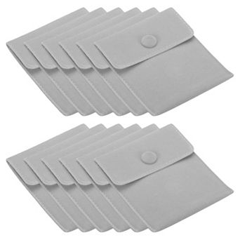 10x8.5cm Jewelry Pouches With Snap Button, 12 pc Soft Storage