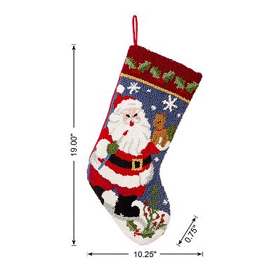 Glitzhome 19 Inch Oversized Christmas Stocking, Hooked Xmas Fireplace Hanging Stocking Decoration