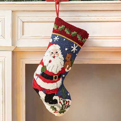 Glitzhome 19 Inch Oversized Christmas Stocking, Hooked Xmas Fireplace Hanging Stocking Decoration