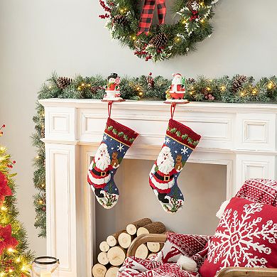 Glitzhome 19 Inch Oversized Christmas Stocking, Hooked Xmas Fireplace Hanging Stocking Decoration