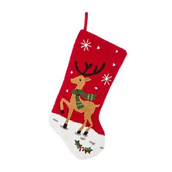 Glitzhome 19 Inch Oversized Christmas Stocking, Hooked Xmas Fireplace Hanging Stocking Decoration