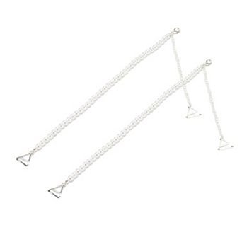1 Pair Faux Pearl Shoulder Straps, Bra Strap, Shoulder Belt, Bra Shoulder Strap, White Silver Tone