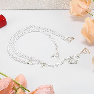 1 Pair Faux Pearl Shoulder Straps, Bra Strap, Shoulder Belt, Bra Shoulder Strap, White Silver Tone