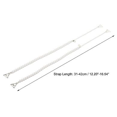 1 Pair Faux Pearl Shoulder Straps, Bra Strap, Shoulder Belt, Bra Shoulder Strap, White Silver Tone