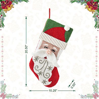 Glitzhome Christmas Stocking, 20.5" L Hooked Xmas Fireplace Stocking