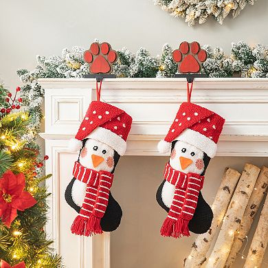 Glitzhome 2 Pack 3D Christmas Stocking, 19" L Oversize Handmade Hooked Stocking