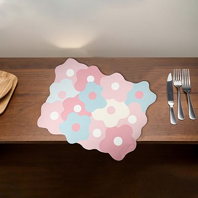 1 Pcs Drain Pad, Floral Dish Drying Mat for Kitchen, Blue Pink, 19.69"x15.75"x0.14"