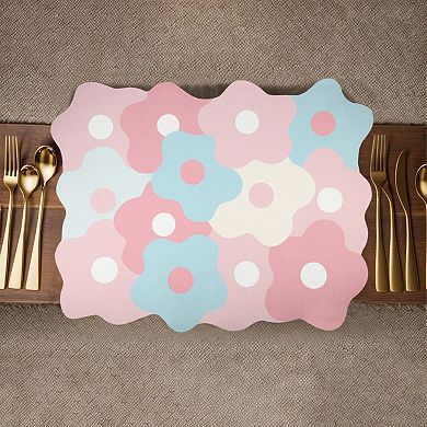 1 Pcs Drain Pad, Floral Dish Drying Mat for Kitchen, Blue Pink, 19.69"x15.75"x0.14"