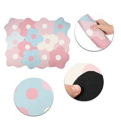 1 Pcs Drain Pad, Floral Dish Drying Mat for Kitchen, Blue Pink, 19.69"x15.75"x0.14"
