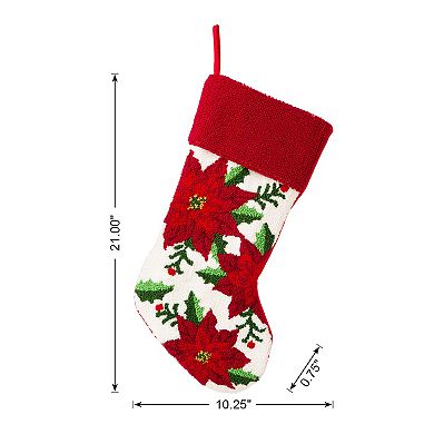 Glitzhome 21" L Embroidered Christmas Stocking for Christmas Decoration Hanging Ornament