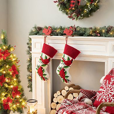 Glitzhome 21" L Embroidered Christmas Stocking for Christmas Decoration Hanging Ornament