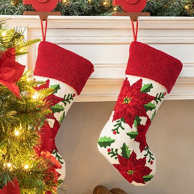 Glitzhome 21" L Embroidered Christmas Stocking for Christmas Decoration Hanging Ornament