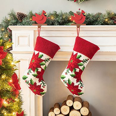 Glitzhome 21" L Embroidered Christmas Stocking for Christmas Decoration Hanging Ornament