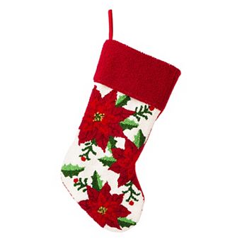 Glitzhome 21" L Embroidered Christmas Stocking for Christmas Decoration Hanging Ornament