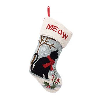 Glitzhome 19" L Handmade Hooked Christmas Stocking for Family Holiday Season Party Decor