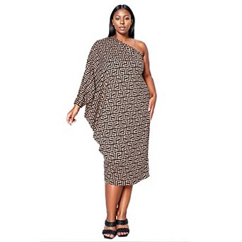 Plus Size Persephone Asymmetrical Midi Dress