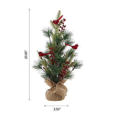 Glitzhome 20'H Christmas Cardinal Table Tree, Decorative Cardinal Table Centerpiece