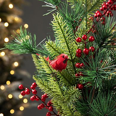 Glitzhome 20'H Christmas Cardinal Table Tree, Decorative Cardinal Table Centerpiece