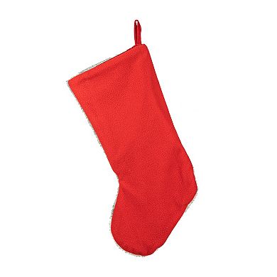 Glitzhome 19 Inch Handmade Christmas Stocking, Oversize Hooked Xmas Hanging Stocking