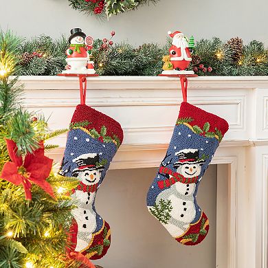 Glitzhome 19 Inch Handmade Christmas Stocking, Oversize Hooked Xmas Hanging Stocking