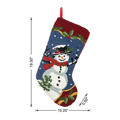 Glitzhome 19 Inch Handmade Christmas Stocking, Oversize Hooked Xmas Hanging Stocking