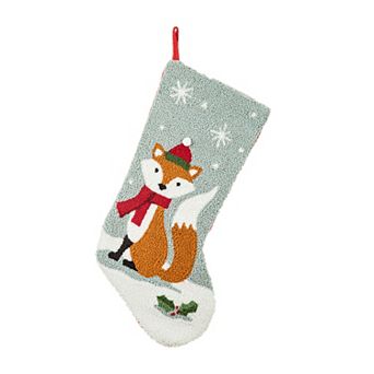 Glitzhome 19 Inch Handmade Christmas Stocking, Oversize Hooked Xmas Hanging Stocking