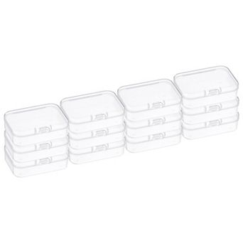 12 Pack 2.6x1.8x1 Inch Plastic Clear Storage Box With Hinged Lid