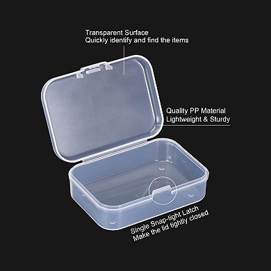 12 Pack 2.6x1.8x1 Inch Plastic Clear Storage Box With Hinged Lid