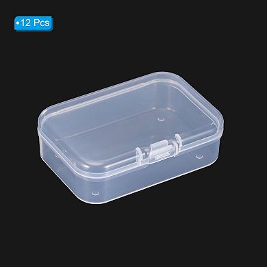 12 Pack 2.6x1.8x1 Inch Plastic Clear Storage Box With Hinged Lid
