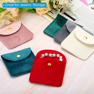 10x10cm Jewelry Pouches with Snap Button, 5 Pcs Soft Storage