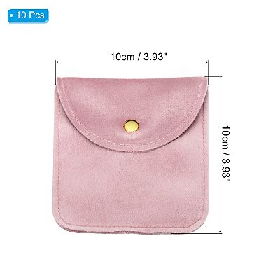 10x10cm Jewelry Pouches with Snap Button, 5 Pcs Soft Storage