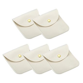 10x10cm Jewelry Pouches with Snap Button, 5 pc Soft Storage