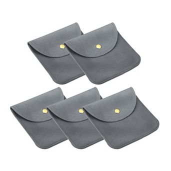 10x10cm Jewelry Pouches with Snap Button, 5 pc Soft Storage