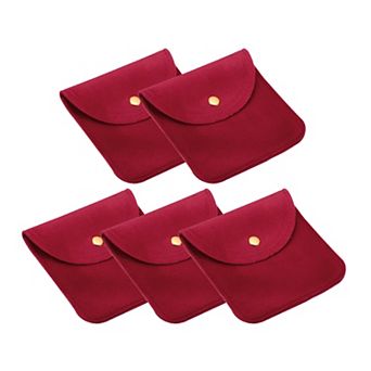 10x10cm Jewelry Pouches with Snap Button, 5 pc Soft Storage