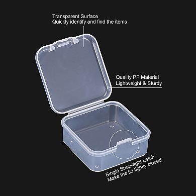 12 Pack 1.8x1.8x1 Inch Plastic Clear Storage Box With Hinged Lid