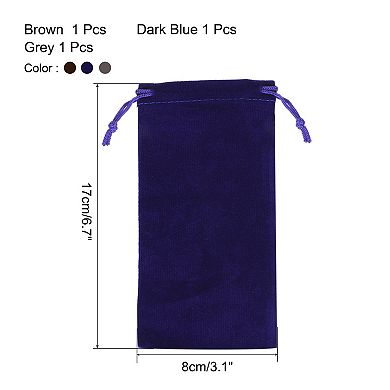 17x8cm Drawstring Gift Bags, 3Pcs Soft Flannel Cloth Storage Pouch