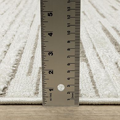 StyleHaven Tierra Distressed Lines Mixed Pile Area Rug