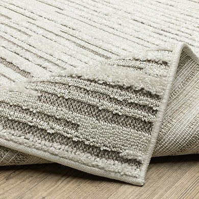 StyleHaven Tierra Distressed Lines Mixed Pile Area Rug