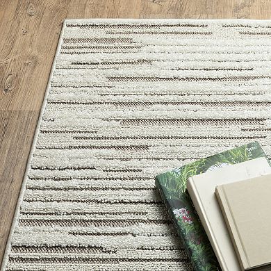 StyleHaven Tierra Distressed Lines Mixed Pile Area Rug
