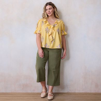 Plus Size LC Lauren Conrad Ruffle Front Pintuck Blouse
