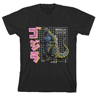 Boys 8-20 Godzilla Grid & Kanji Short Sleeve Graphic Tee