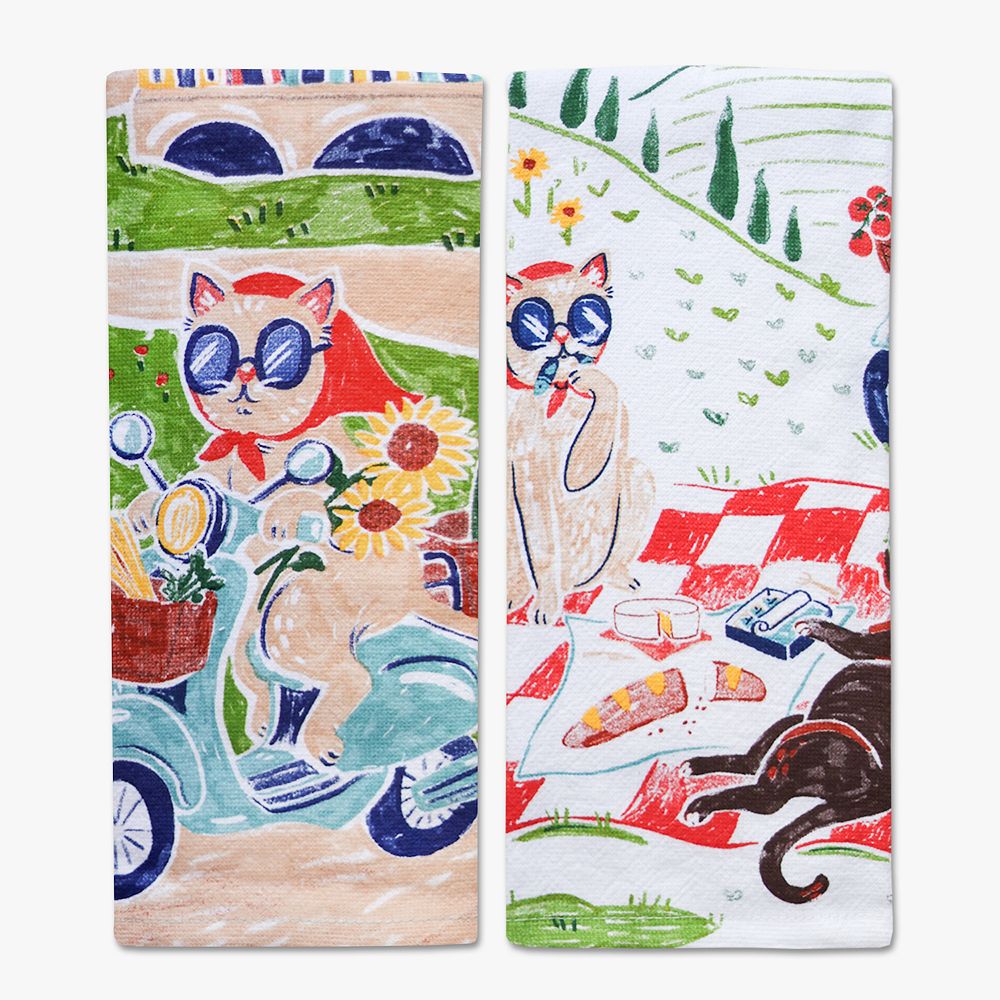 Scooter Cat Kitchen Towel 2-pk.