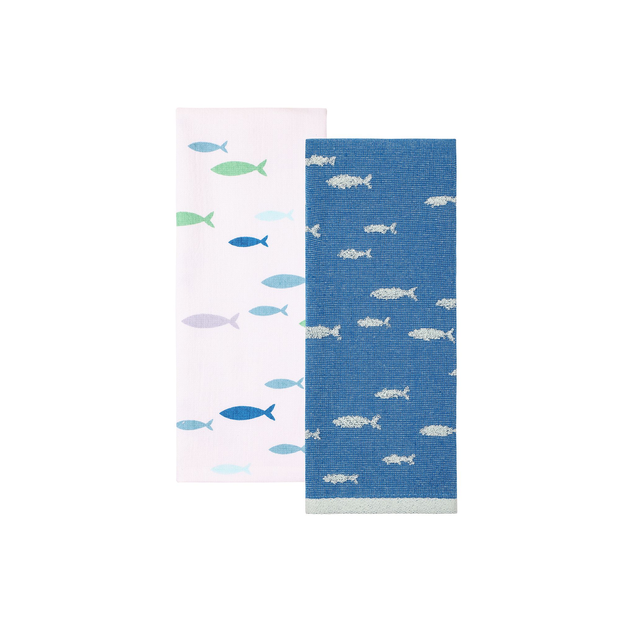 Celebrate Together™ Summer Terry Loop Fish 2-pack Kitchen Towel Set, Blue