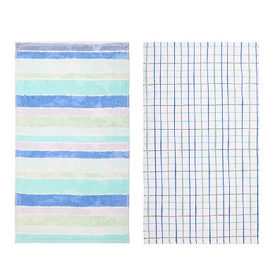 Celebrate Together Summer Cool Tie-Dye Stripe 2-pack Kitchen Towel Set
