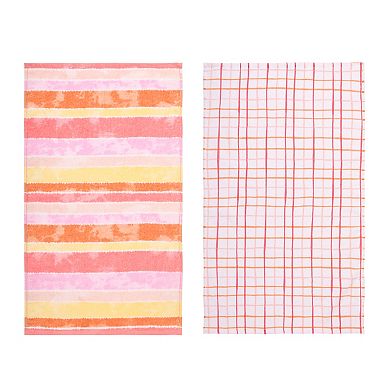 Celebrate Together Summer Warm Tie Dye Stripe 2-pack Kitchen Towel Set