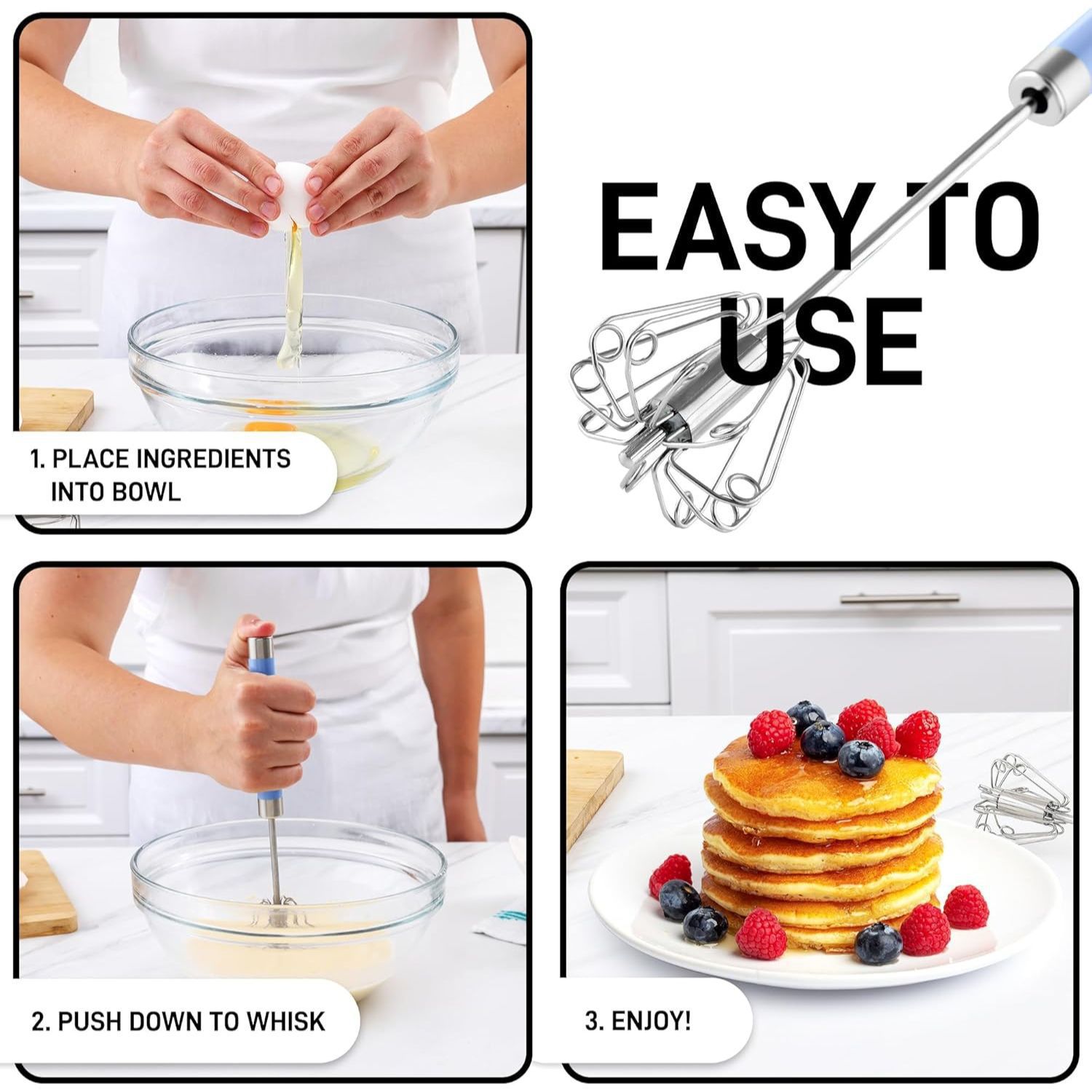 Zulay Kitchen Egg Beater Whisk - Thumbnail 4